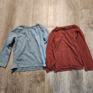 Bundle Of 2 Kids Long Sleeve Tees - Blue and Rust